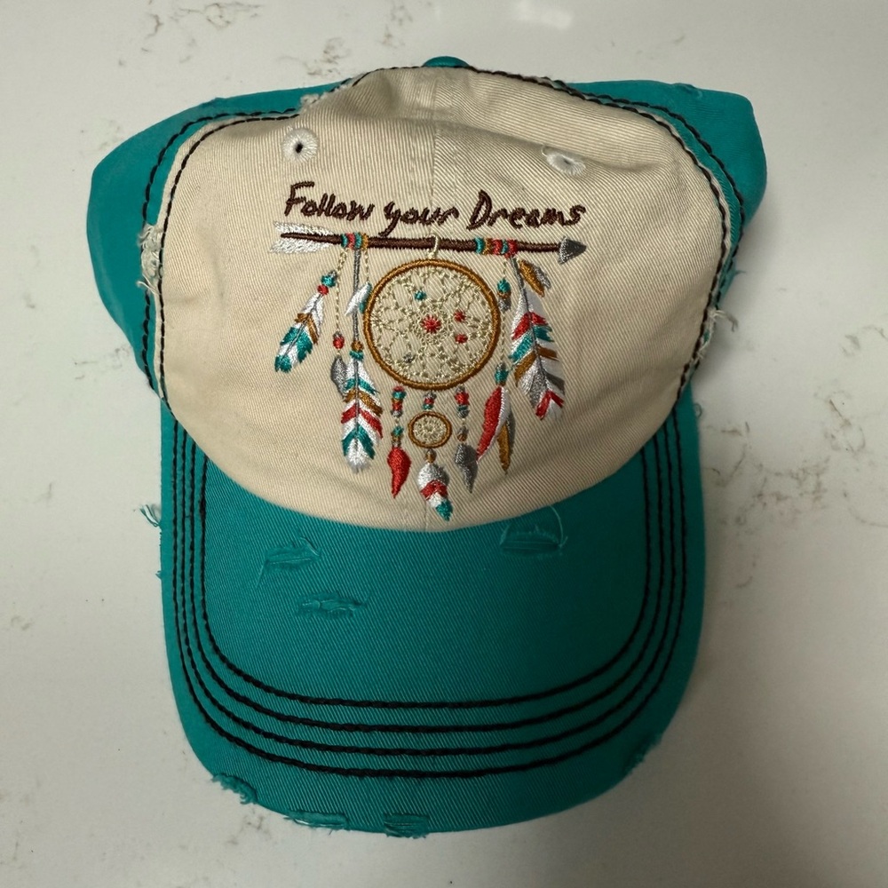 🌟🧢 BNWT KBETHOS “Follow Your Dreams” Dreamcatcher Hat 🌈 Distressed Trucker Cap